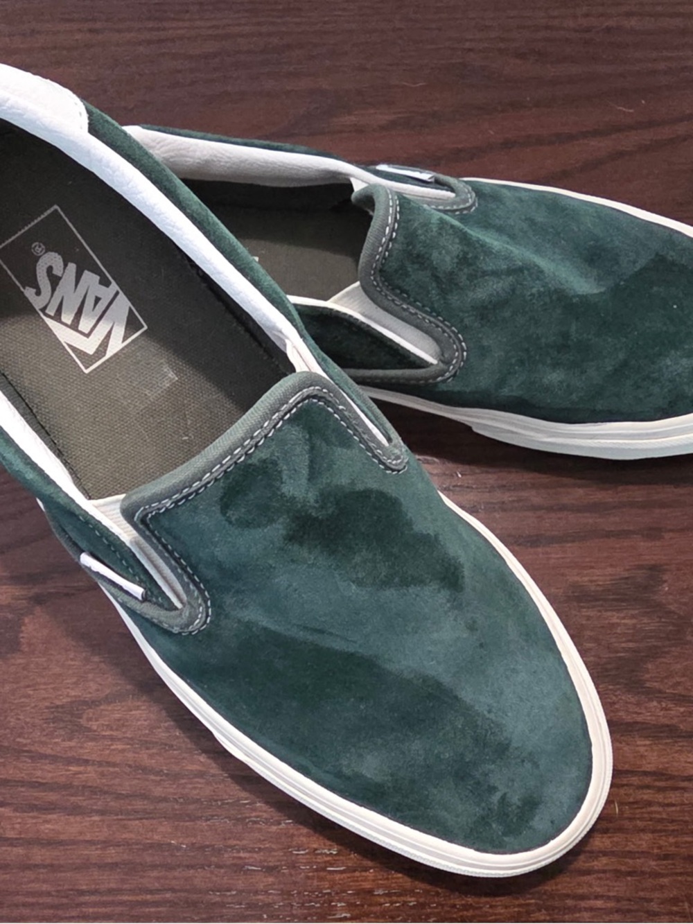 Vans Slip-On Suede Sneakers in Dark Green